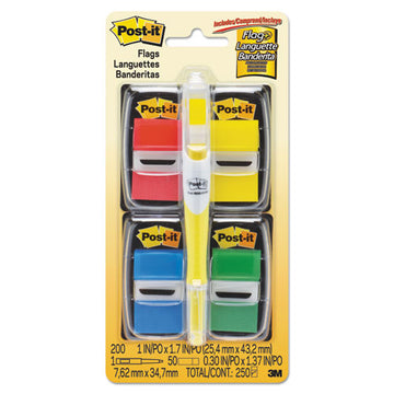 Post-it® Flags Page Flag Value Pack, Assorted, 200 1" Flags + Highlighter With 50 1-2" Flags freeshipping - TVN Wholesale